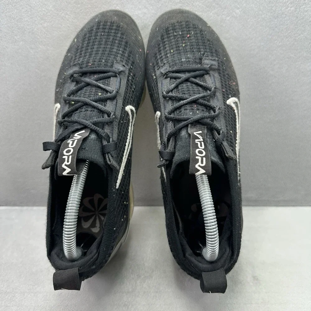 Womens Size 9 Nike Air VaporMax 2021‎ Flyknit Black Metallic Silver Sneakers